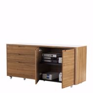wooden office credenza opened