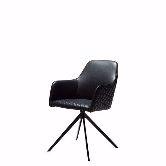 图片 TWINE Swivel Chair - Black Leather