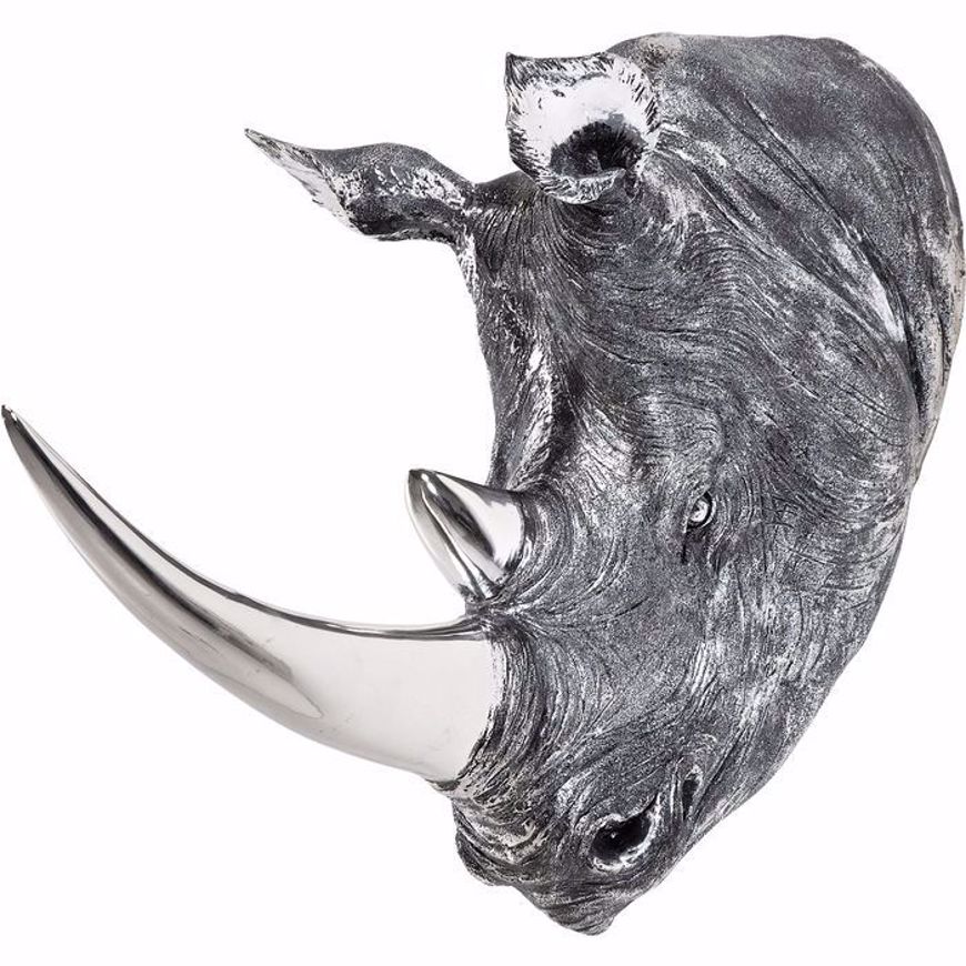 图片 Deco Rhino Head - Antique Silver