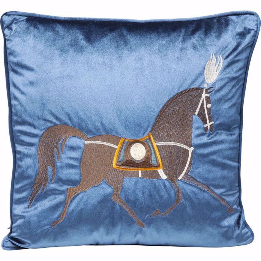 Image sur Classy Horse Cushion - Blue