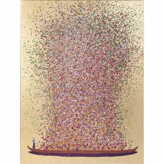 Picture of Flower Boat 100 Hand Touched - Gold+Pink