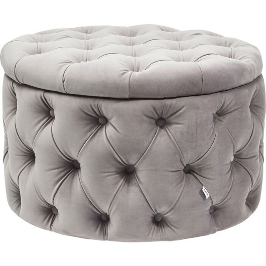 Image de DESIRE ROUND OTTOMAN VELVET SILVER